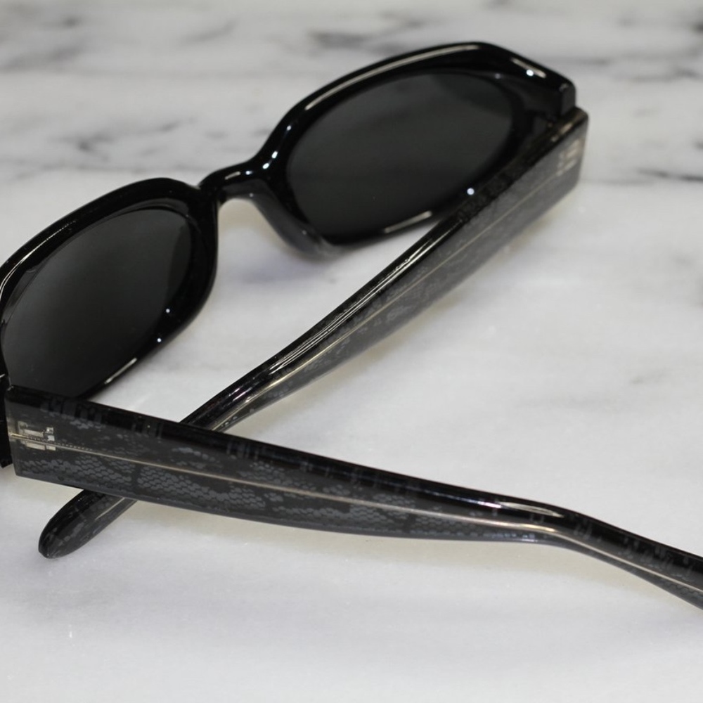 Snake Print Black Rectangle Sunglasses - image 3